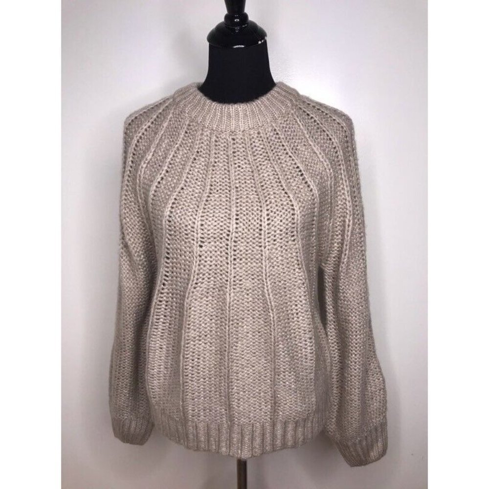 Dreamers Womens Pullover Sweater Beige Long Sleeves Mock‎ Neck Ribbed M New